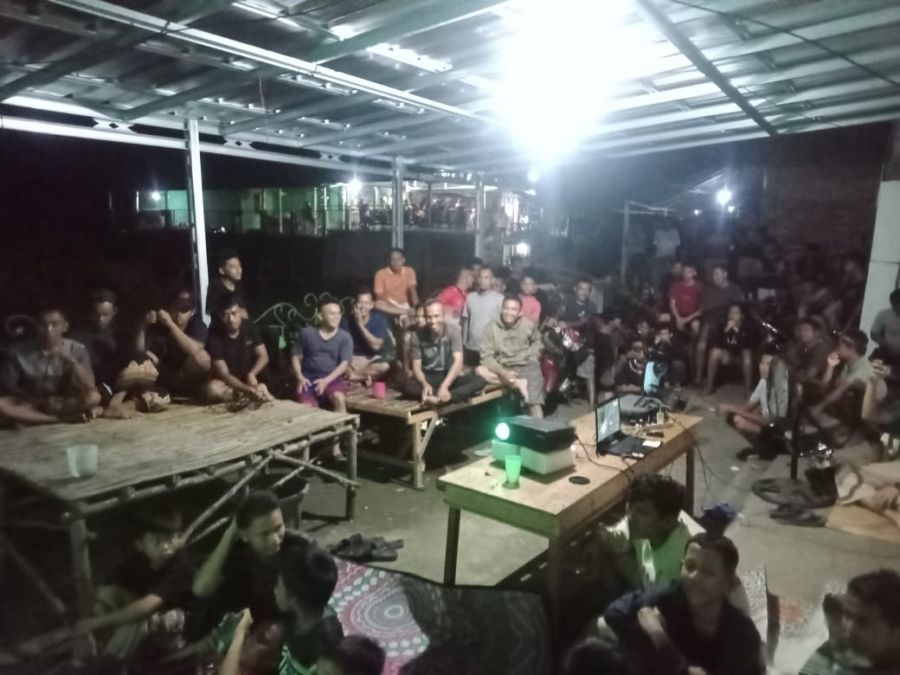 Antusias Warga dan Pemdes Panta Dewa PALI Ikuti Nobar Timnas Indonesia Perebutan Piala AFC U-23 