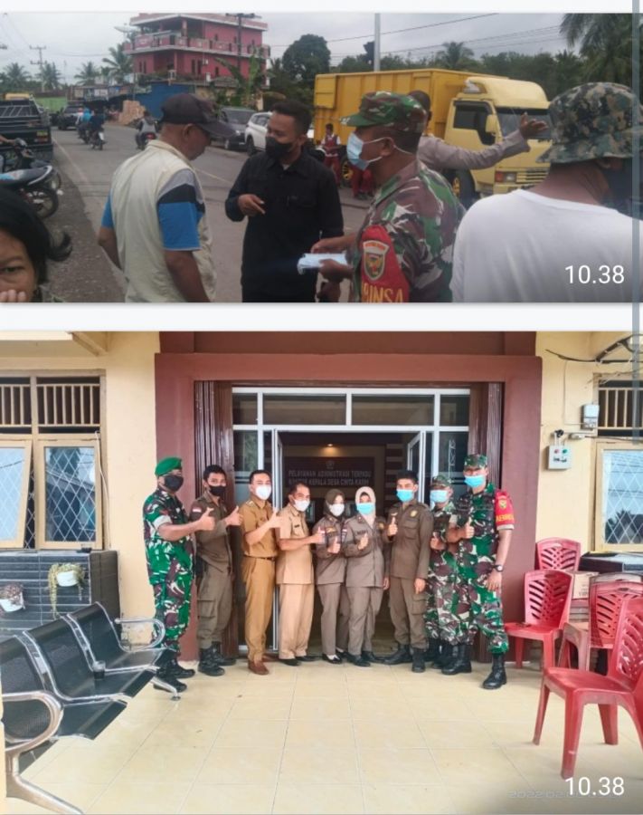 Danramil  Bersama Babinsa Koramil 404-04 Gunung Megang Gelar Sosialisasi Prokes
