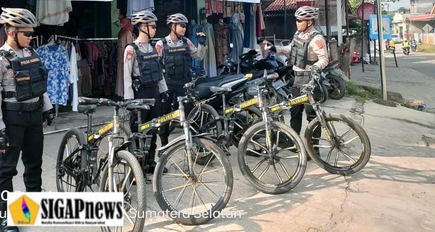 Edukasi Baru, Sat Samapta Polres Muara Enim Patroli Pakai Sepeda