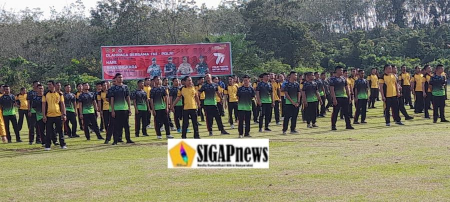 HUT Bhayangkara ke 77, TNI dan Polri di Muara Enim Gelar Olahraga Bersama
