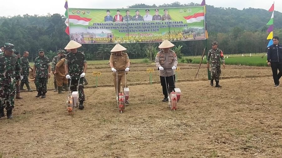 HUT TNI Ke 77 Tahun 2022 Kodim 0404 Muara Enim Gelar Penanaman Jagung Rakyat