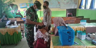 Kapolsek Gunung Megang Adakan Vaksin Pertama  Anak Usia 6-12