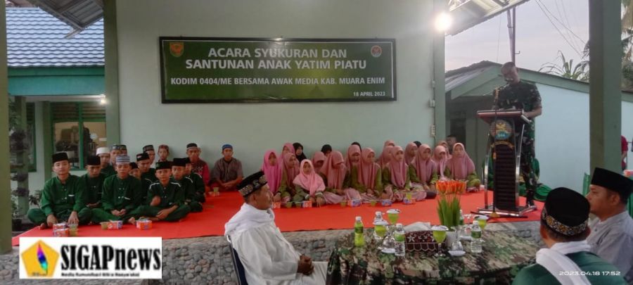 Kodim 0404/Muara Enim Adakan Acara Syukuran dan Santunan Anak Yatim Piatu