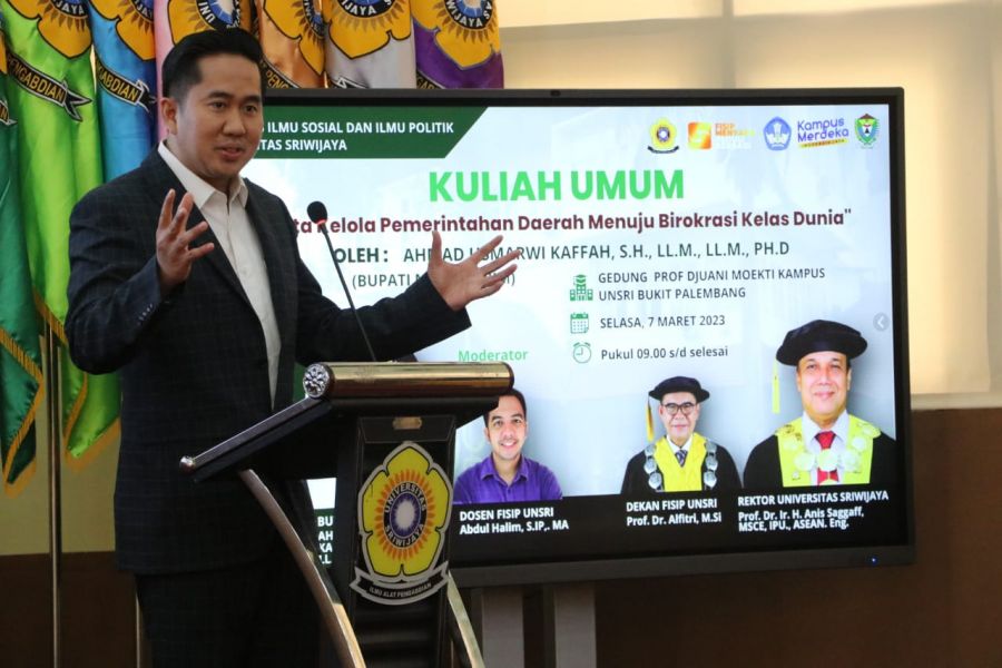 Kuliah Umum FISIP Unsri, Plt. Bupati Paparkan 5 Jurus Pemkab Muara Enim Menuju Birokrasi Kelas Dunia