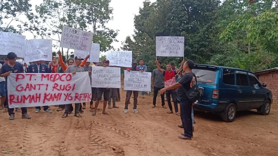 Masyarakat Bangun Sari Bersatu Gelar Aksi Damai Di PT. Medco E&P Lematang Kecamatan Gunung Megang