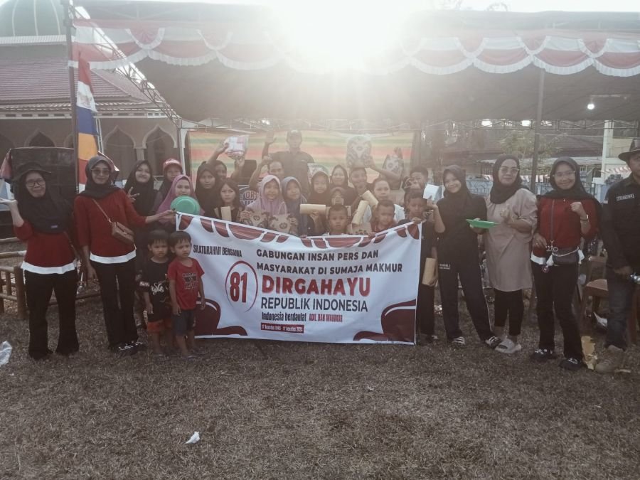 Meriahkan HUT Kemerdekaan RI ke - 81 bersama insan Pers Muara Enim dan Masyarakat Sumaja Makmur