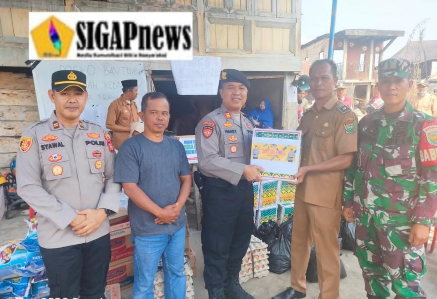 Peduli dan Komitmen Polres Muara Enim Berikan Bantuan Korban Kebakaran di Desa Tanjung Raya