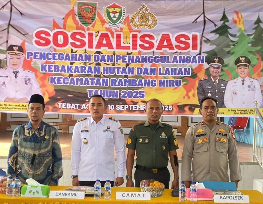 Pemcam dan Unsur Tripika Gelar Sosialisasi Karhutla Bersama Masyarakat Sekecamatan Rambang Niru