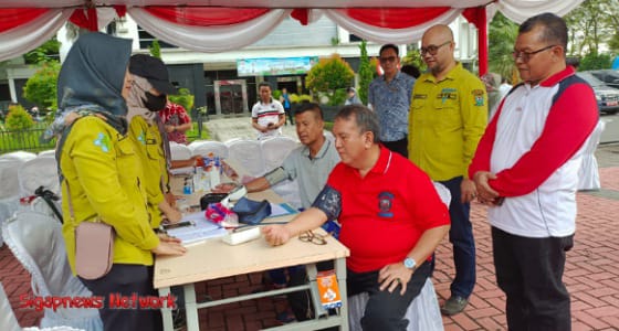 PJ Bupati Muara Enim Hadiri Senam Sehat Donor Darah yang Digelar HANI 2024 BNNK