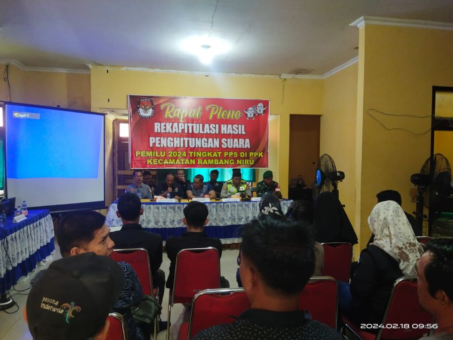 Rapat Pleno PPK Rambang Niru Resmi dibuka Bersama Para Saksi Parpol dan Saksi Caleg