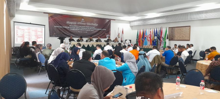 Rapat Pleno Terbuka Rekapitulasi dan Penetapan DPT Tingkat Kabupaten Muara Enim Pemilu Tahun 2024