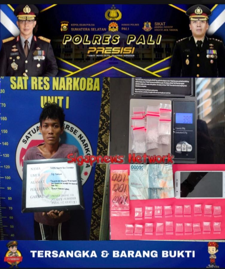 Sat Res Narkoba Polres PALI Berhasil Amankan 19 Paket, 3,90gr Serbuk Kristal diduga Narkotika