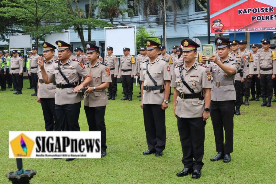 Sertijab Kasat Intelkam dan Kapolsek Gunung Megang Dipimpin langsung Kapolres Muara Enim